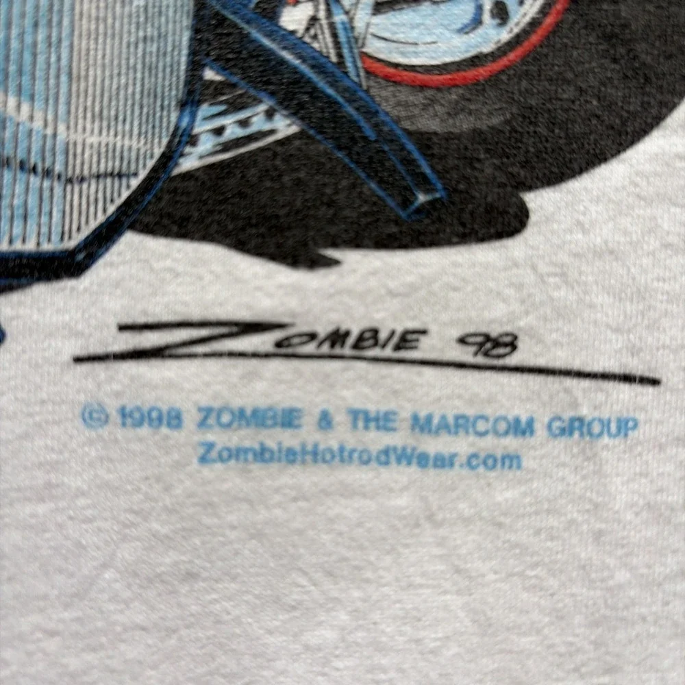 Vintage 1998 Zombie Hotrod Wear T Shirt Playing Card White 2XL Zombie Marcom